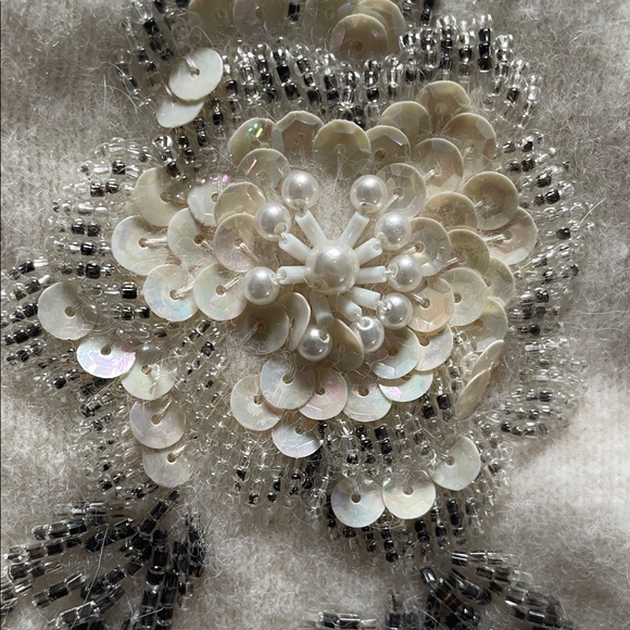 RARE Vintage Panda Embellished Flower Cardigan Size 38 Angora Lambswool - Picture 5 of 6